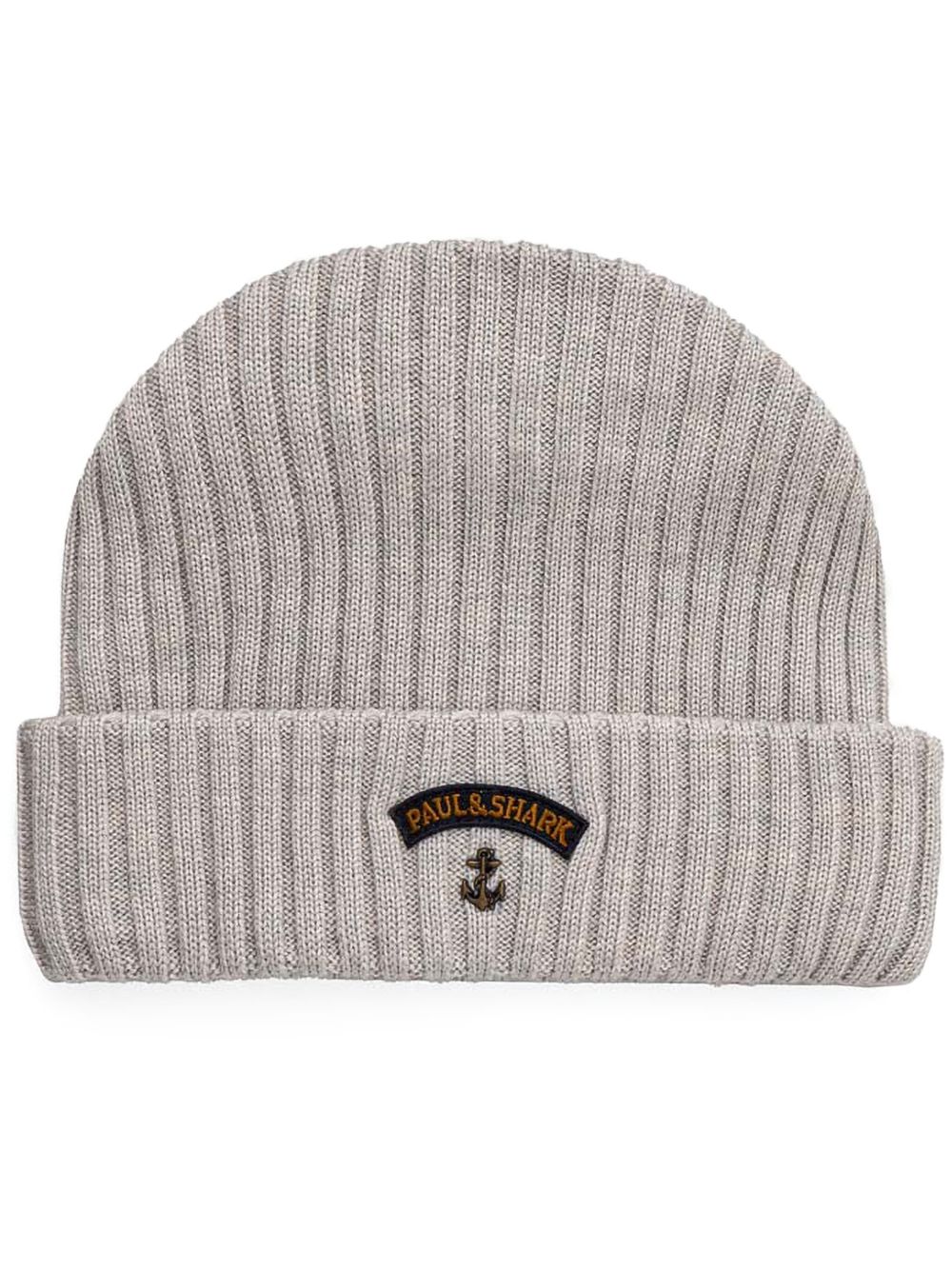 Paul & Shark logo-appliqué beanie hat - 灰色