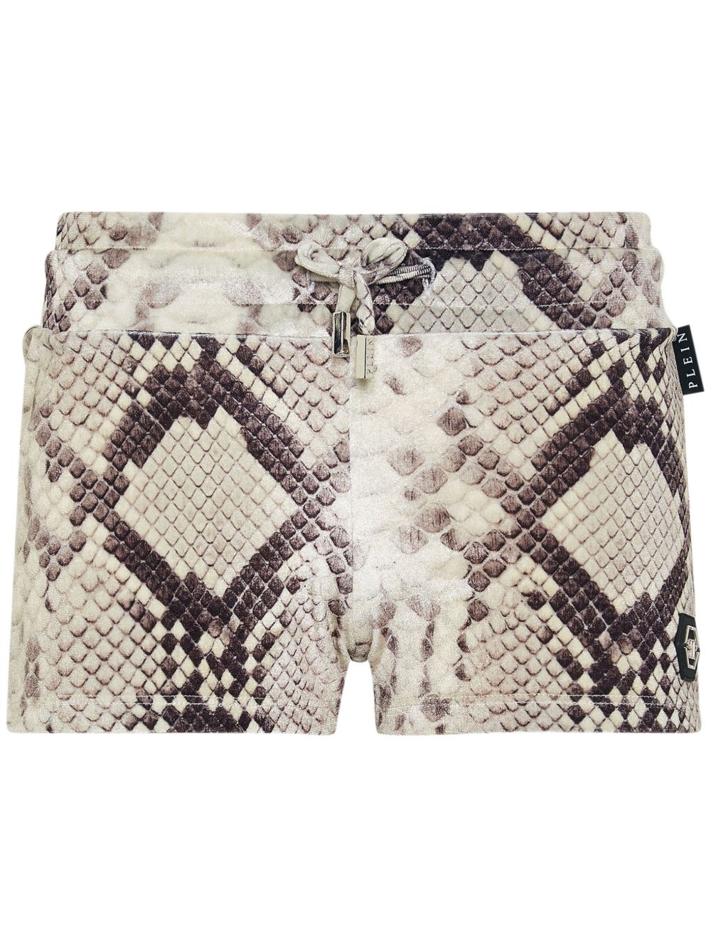 Philipp Plein logo印花蟒蛇纹短裤 - 中性色