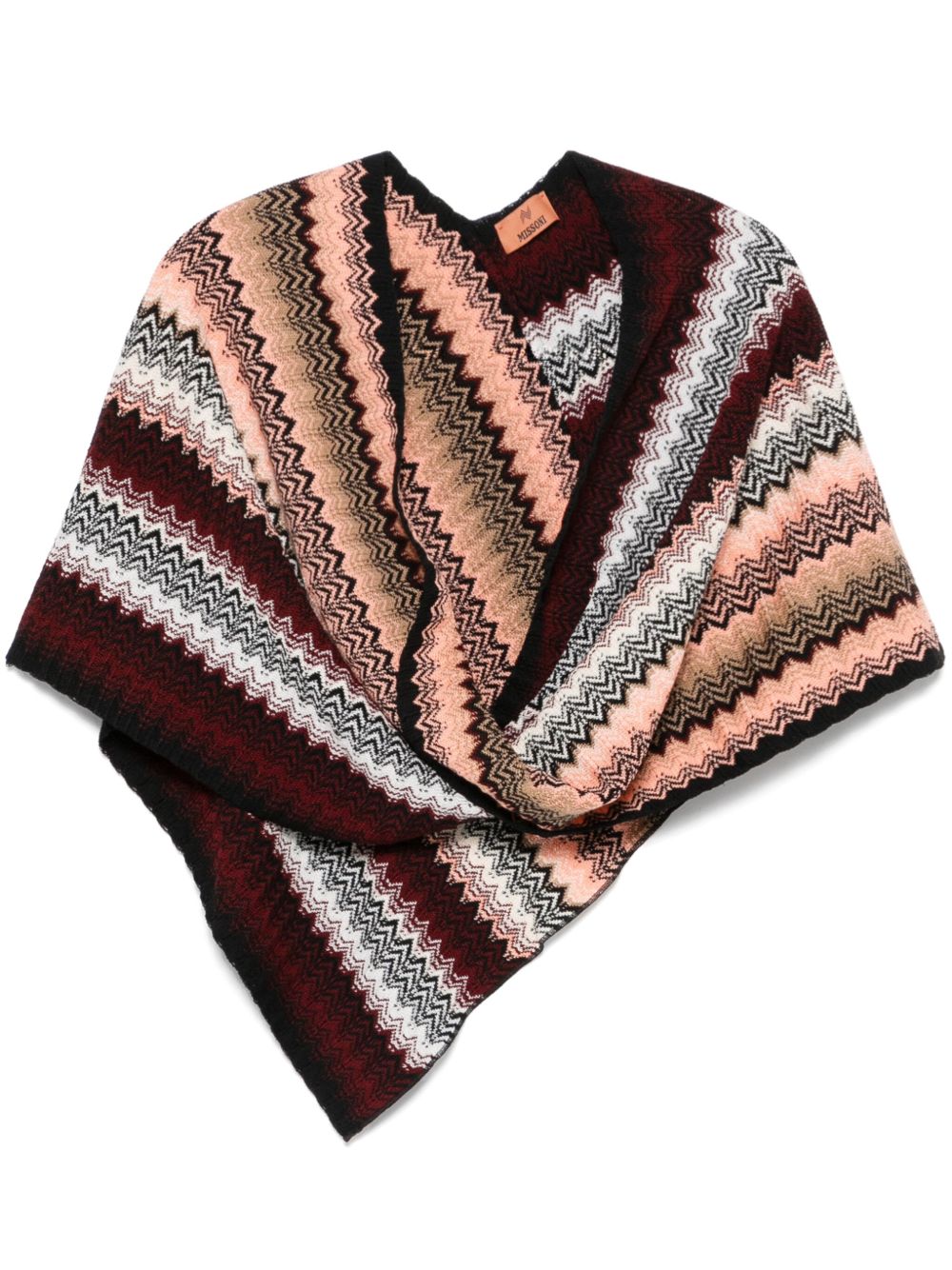 Missoni Z字形图案编织斗篷 - 褐色