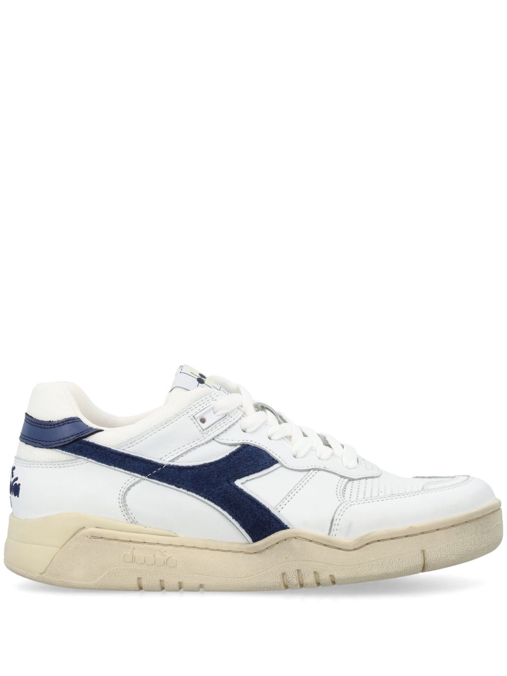 Diadora 拼接皮质运动鞋 - 白色