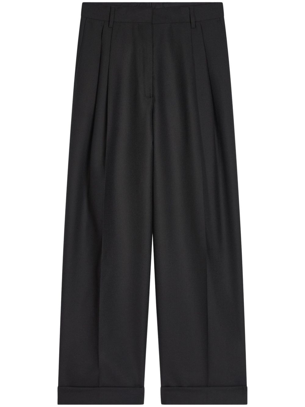 DRIES VAN NOTEN 褶饰羊毛长裤 - 黑色