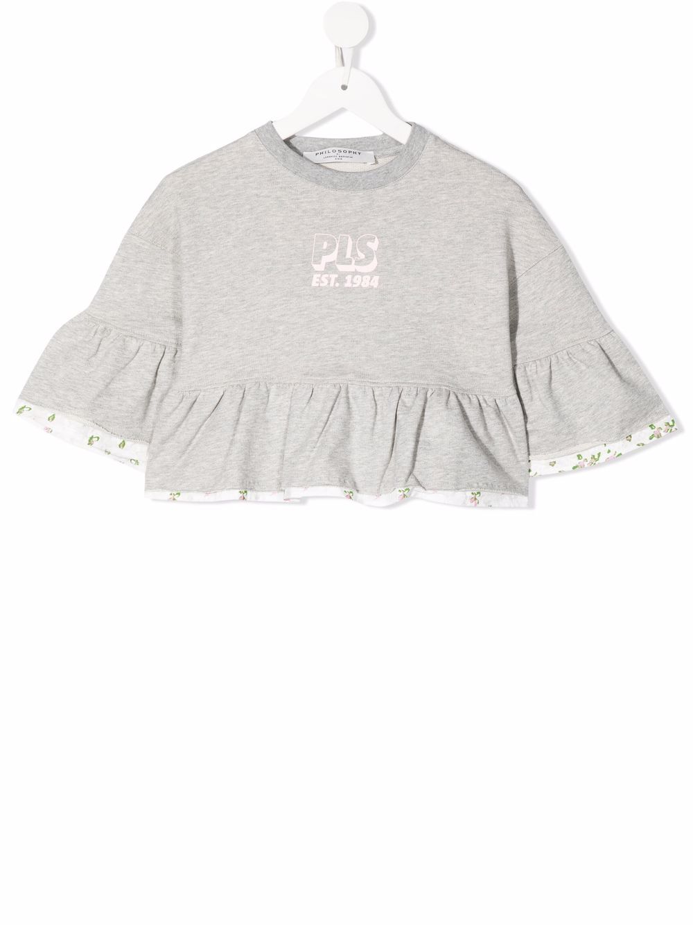 Philosophy Di Lorenzo Serafini Kids 荷叶边饰卫衣 - 灰色