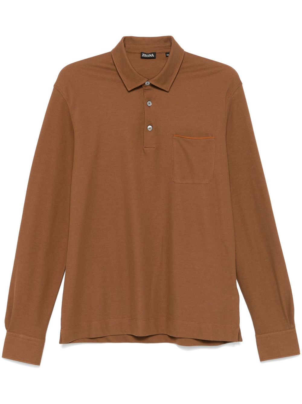 Zegna 珠地布polo衫 - 褐色