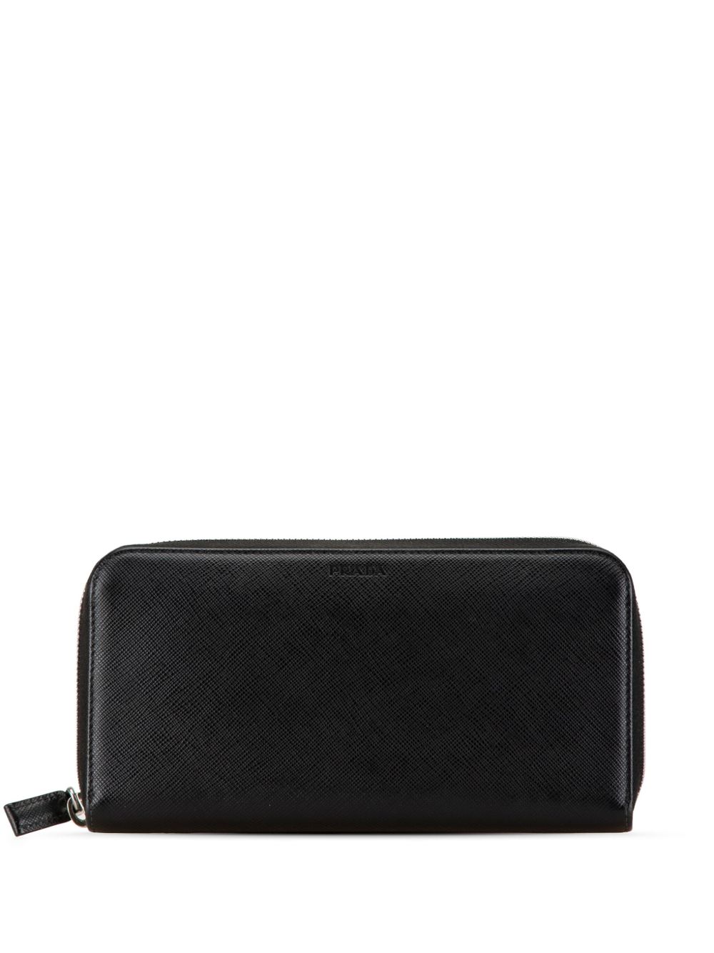 Prada Pre-Owned Saffiano 环绕式拉链长款钱包（2000-2023年典藏款） - 黑色