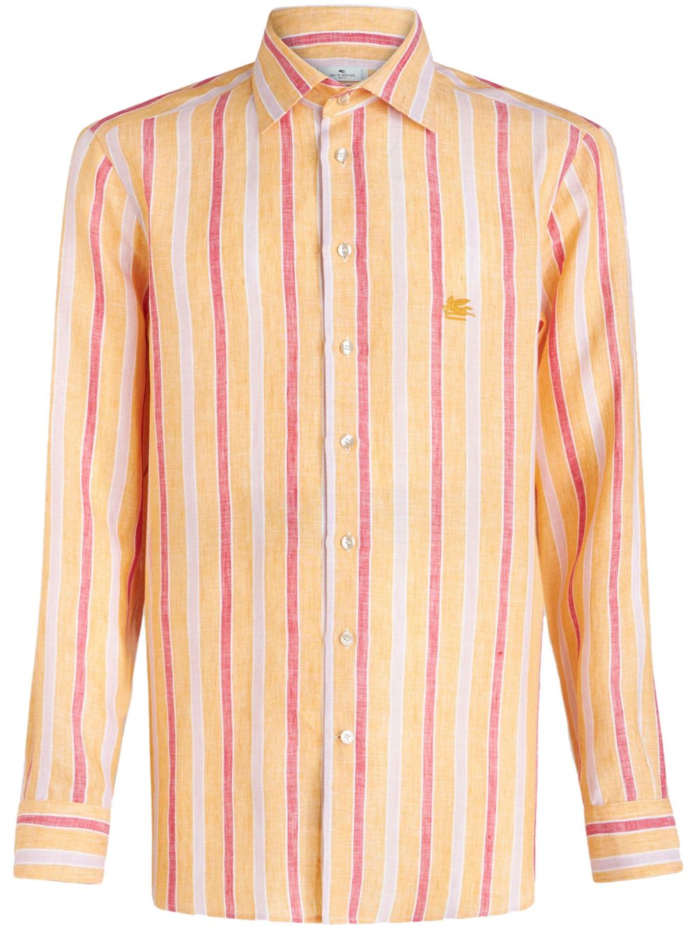 ETRO Pegaso 刺绣条纹衬衫 - 橘色