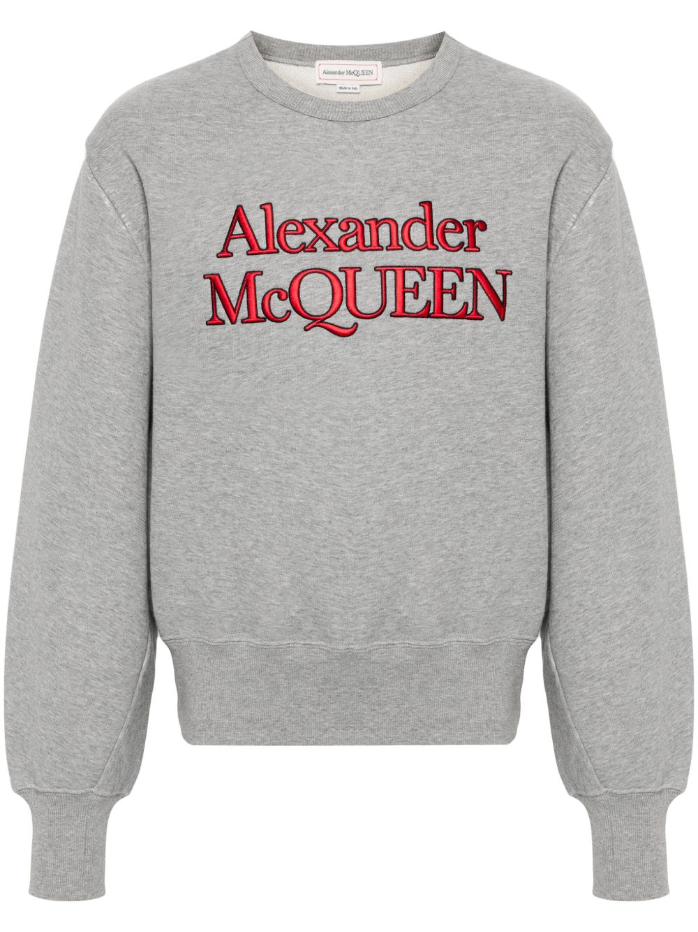 Alexander McQueen logo刺绣卫衣 - 灰色