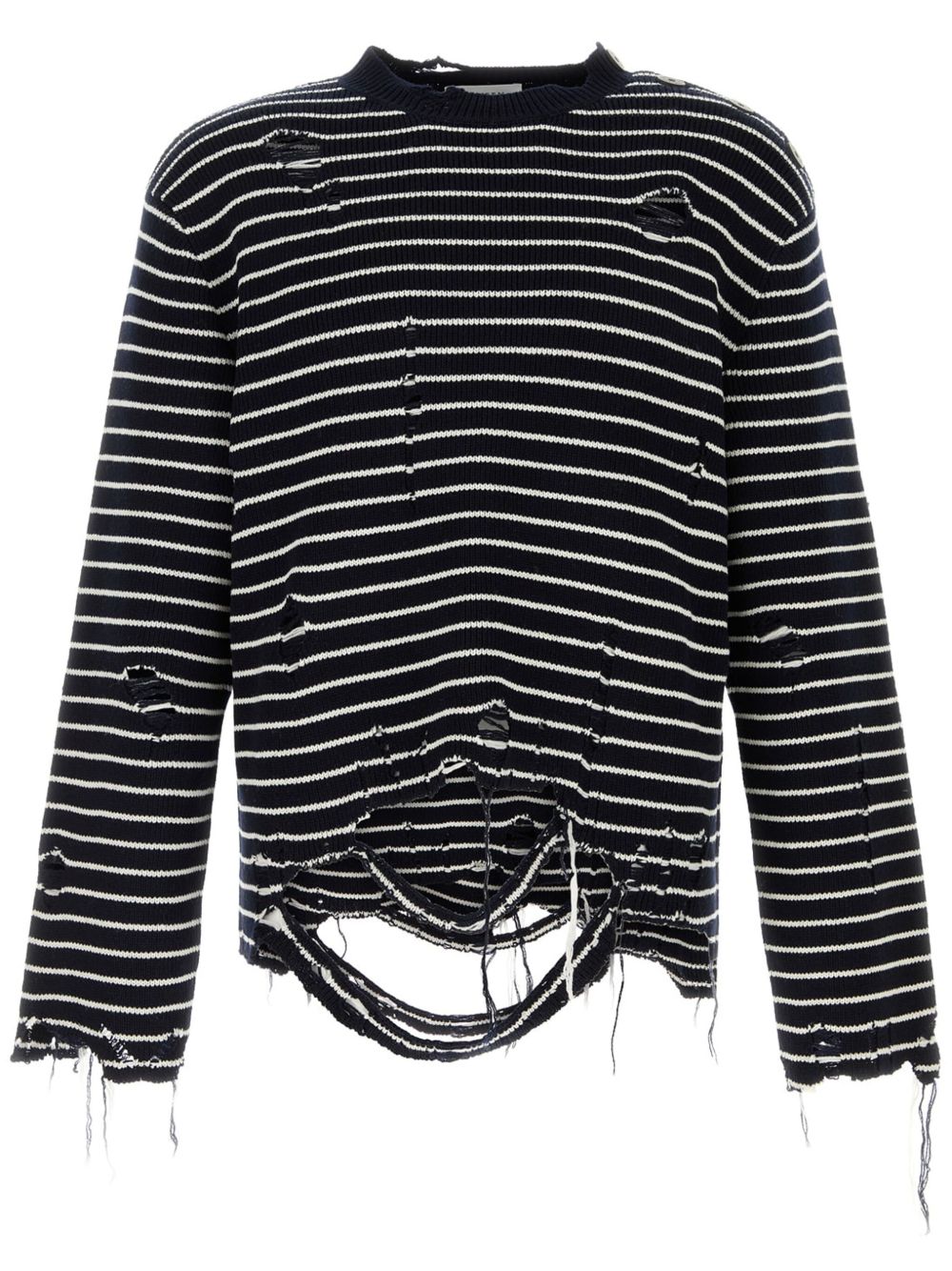 Alexander McQueen 仿旧效果条纹卫衣 - 蓝色