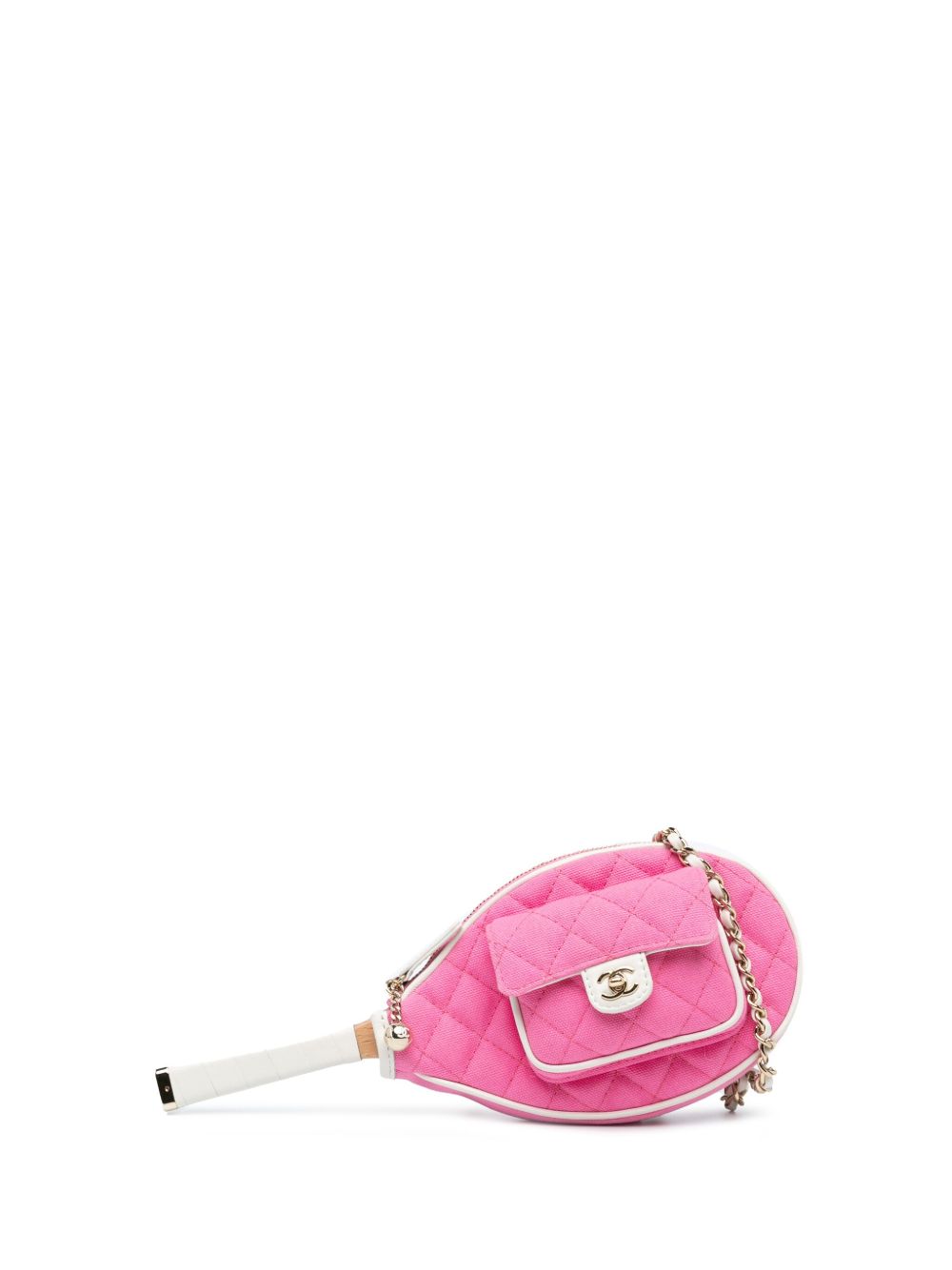 CHANEL Pre-Owned Canvas Tennis Racket Mirror and Set 斜挎包(2023年典藏款) - 粉色