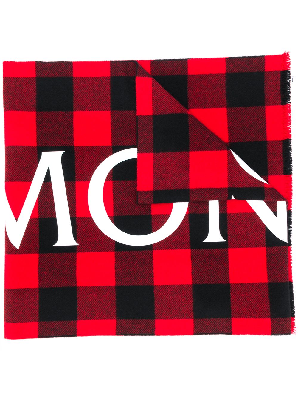 Moncler 盟可睐 logo格纹围巾 - 红色