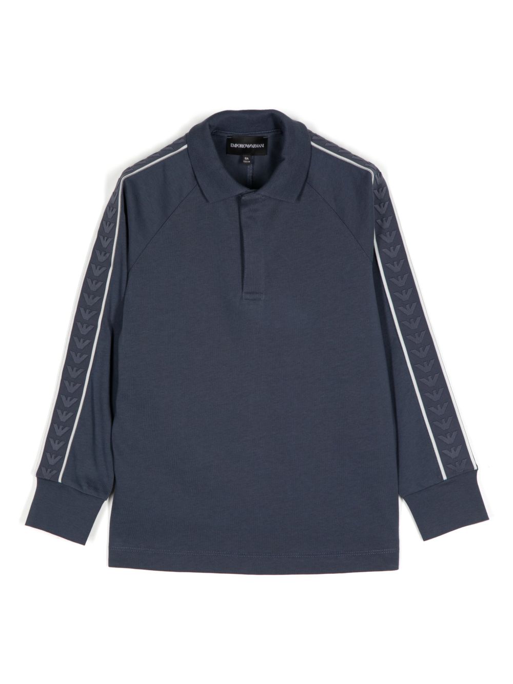 Emporio Armani Kids logo织带polo衫 - 蓝色