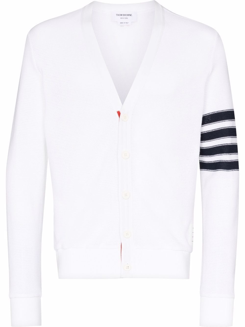 Thom Browne 4Bar 条纹开衫 - 白色