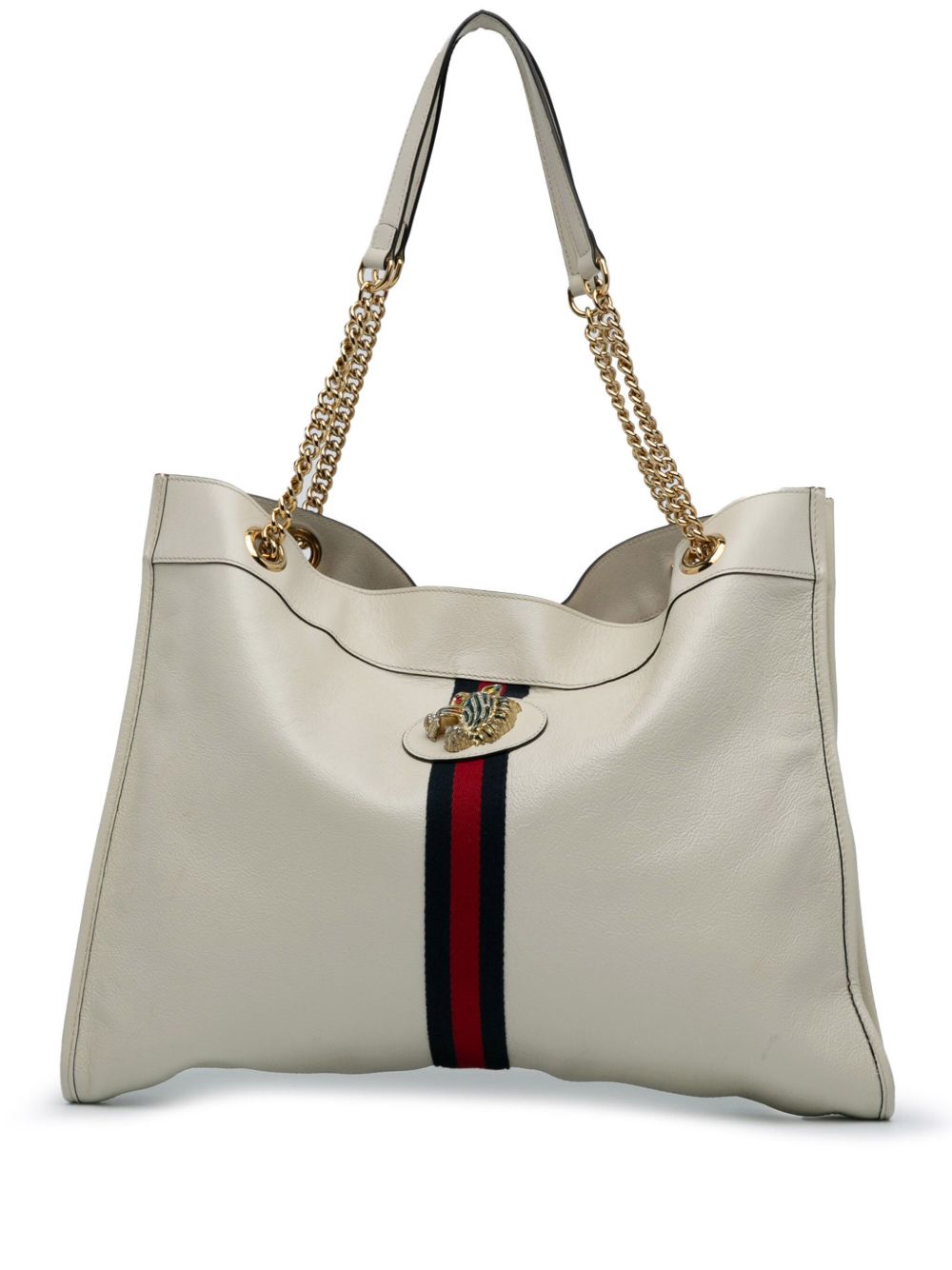 Gucci Pre-Owned Rajah 大号织带皮质手提包（2016-2023年典藏款） - 白色