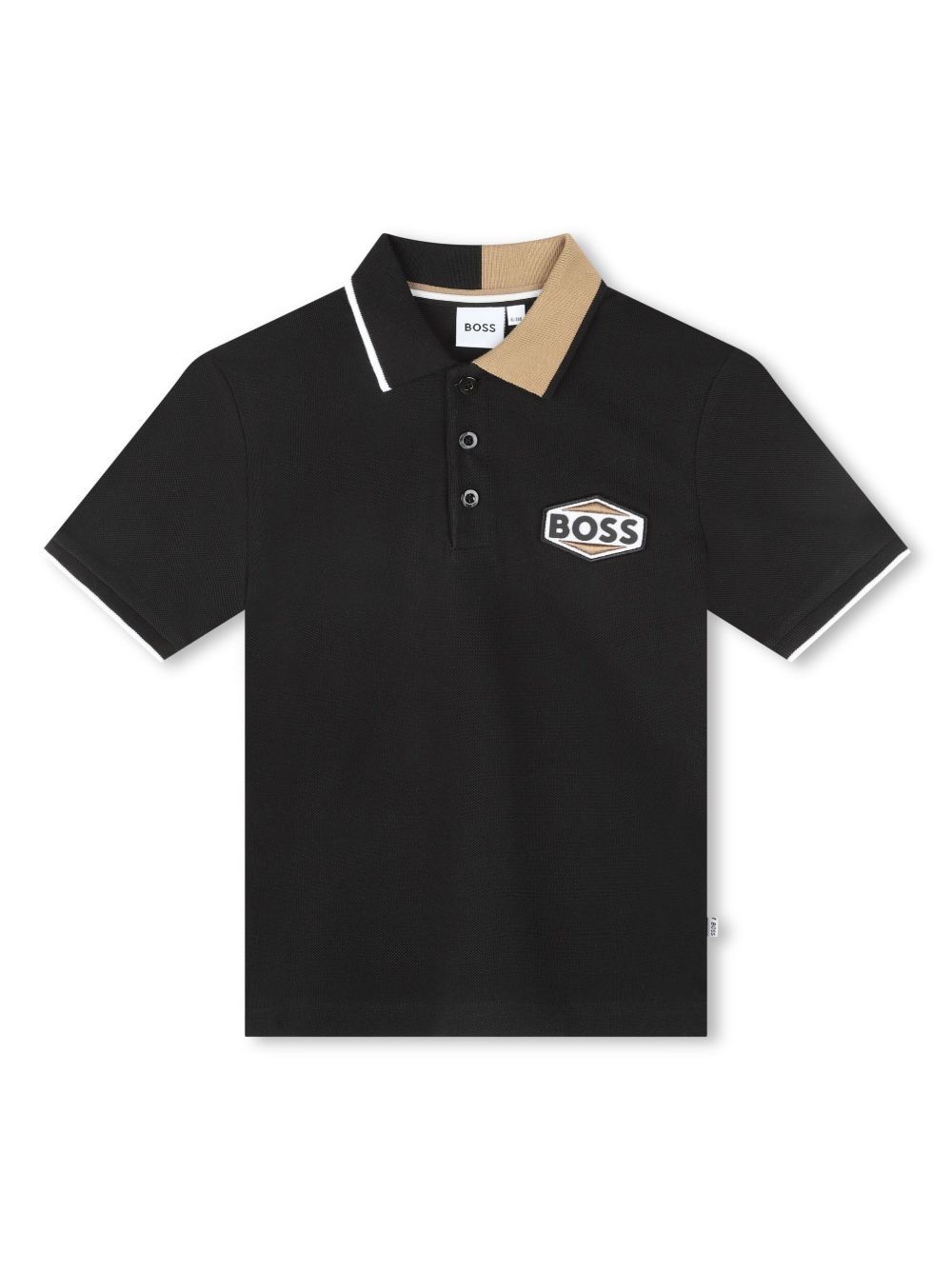 BOSS Kidswear 标贴棉polo衫 - 黑色