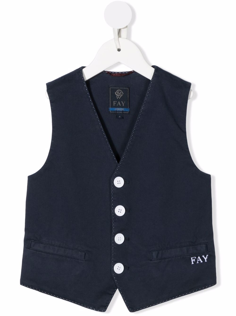 Fay Kids logo刺绣西式马甲 - 蓝色