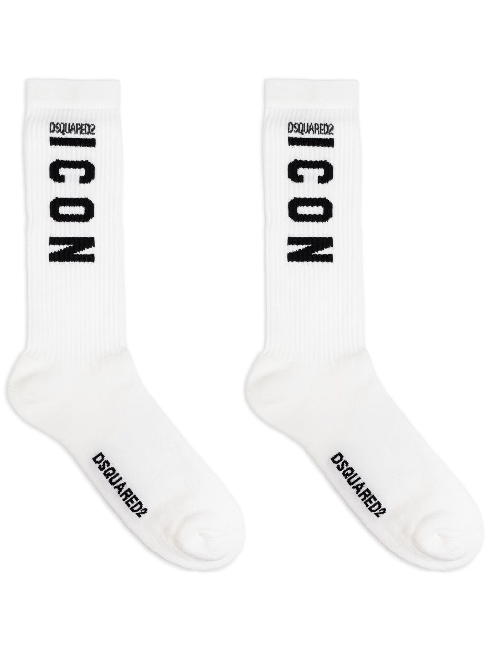 DSQUARED2 Icon 中筒针织袜 - 白色
