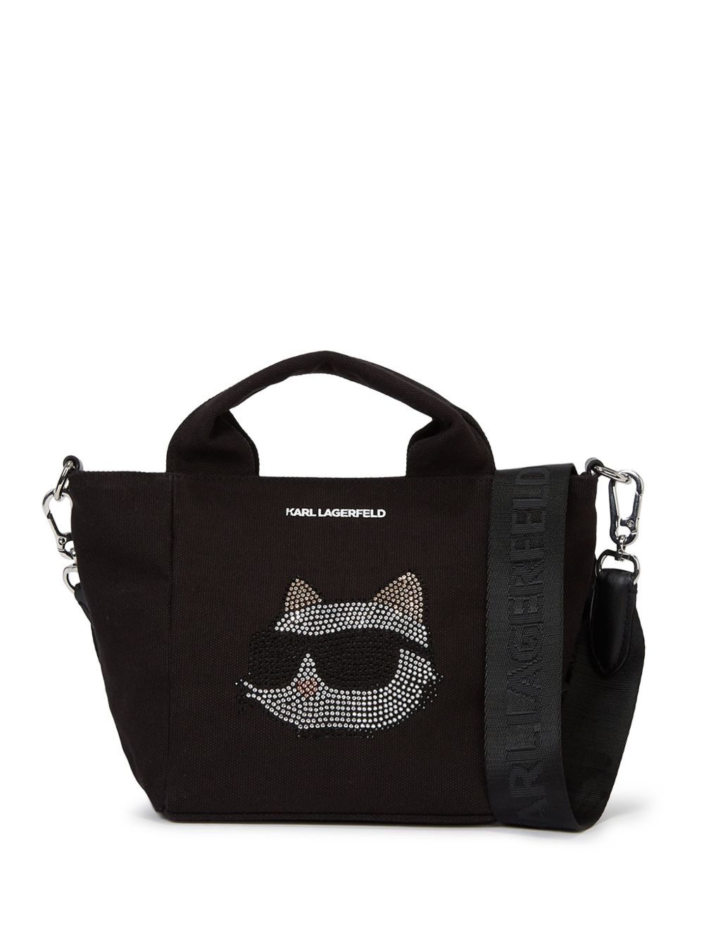 Karl Lagerfeld Ikonik 水钻缀饰手提包 - 黑色