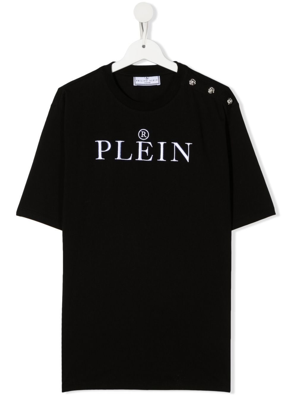Philipp Plein Junior 胸前logo圆领T恤 - 黑色