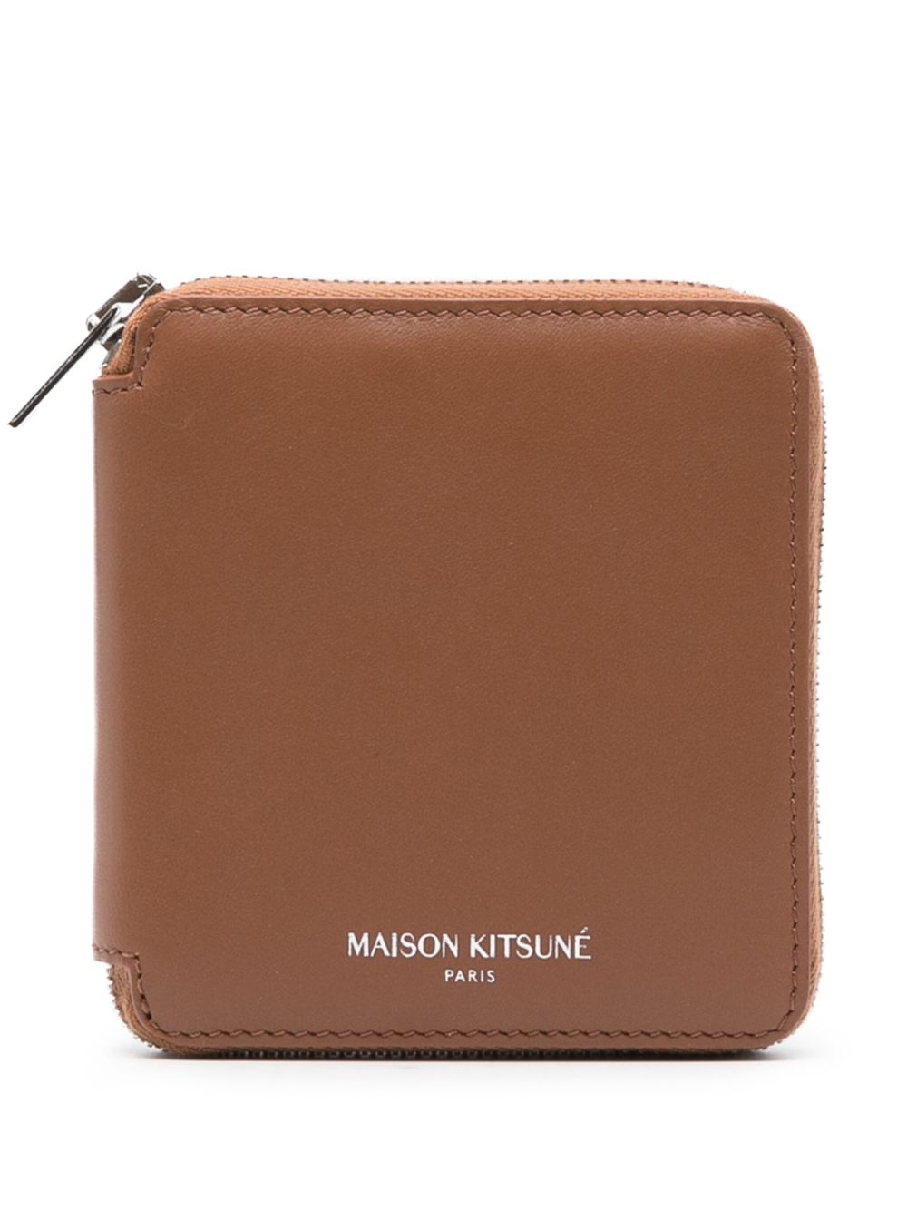 Maison Kitsuné logo印花皮质钱包 - 褐色