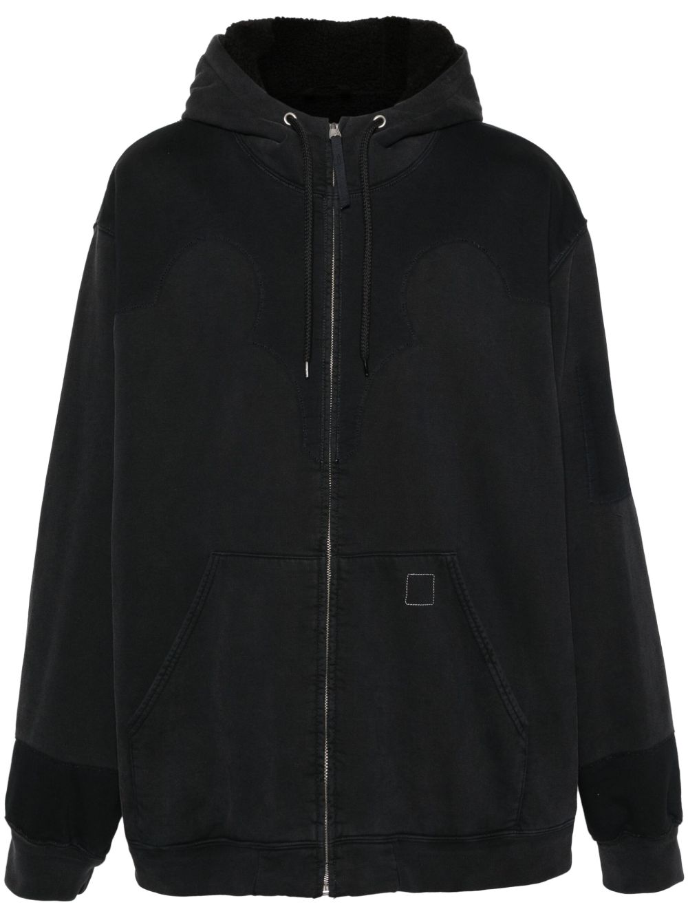 Maison Margiela 拼接垮肩连帽衫 - 黑色