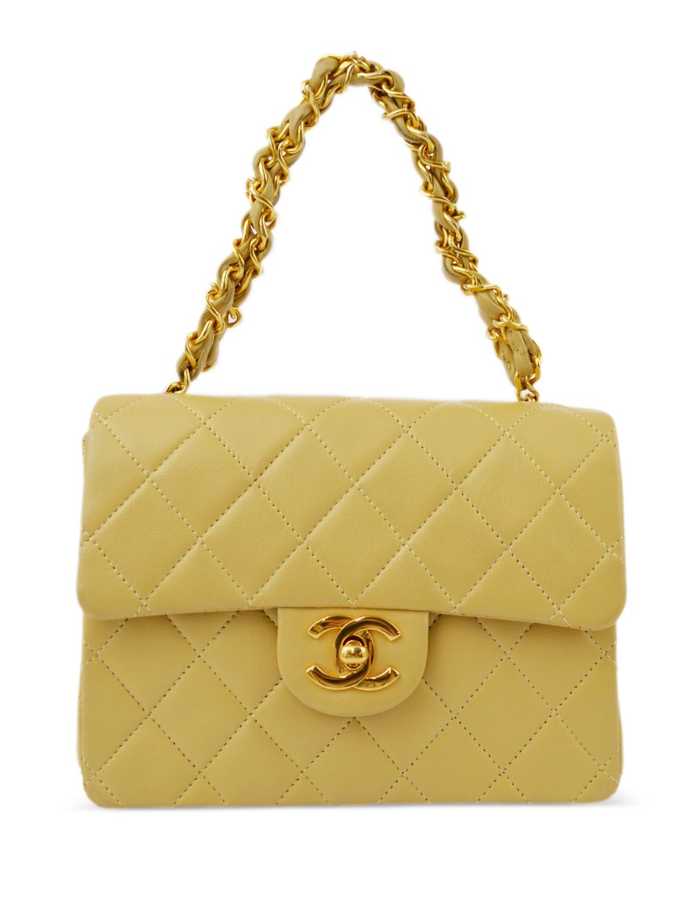 CHANEL Pre-Owned Square Flap 迷你手提包（2002年典藏款） - 黄色