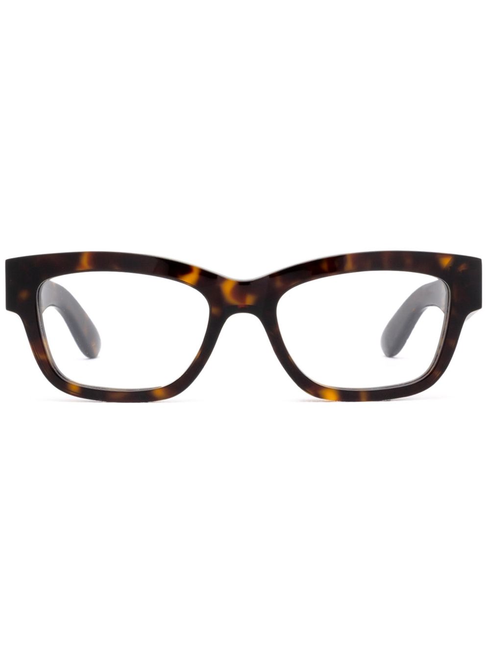 Alexander McQueen Eyewear 长方形镜框眼镜 - 褐色