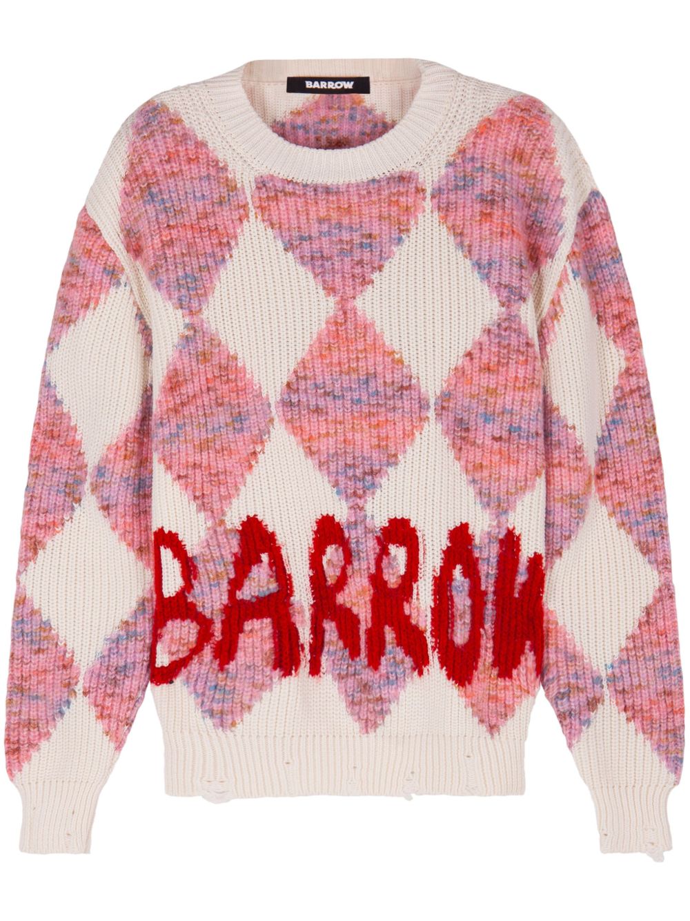 BARROW 菱纹图案毛衣 - 粉色