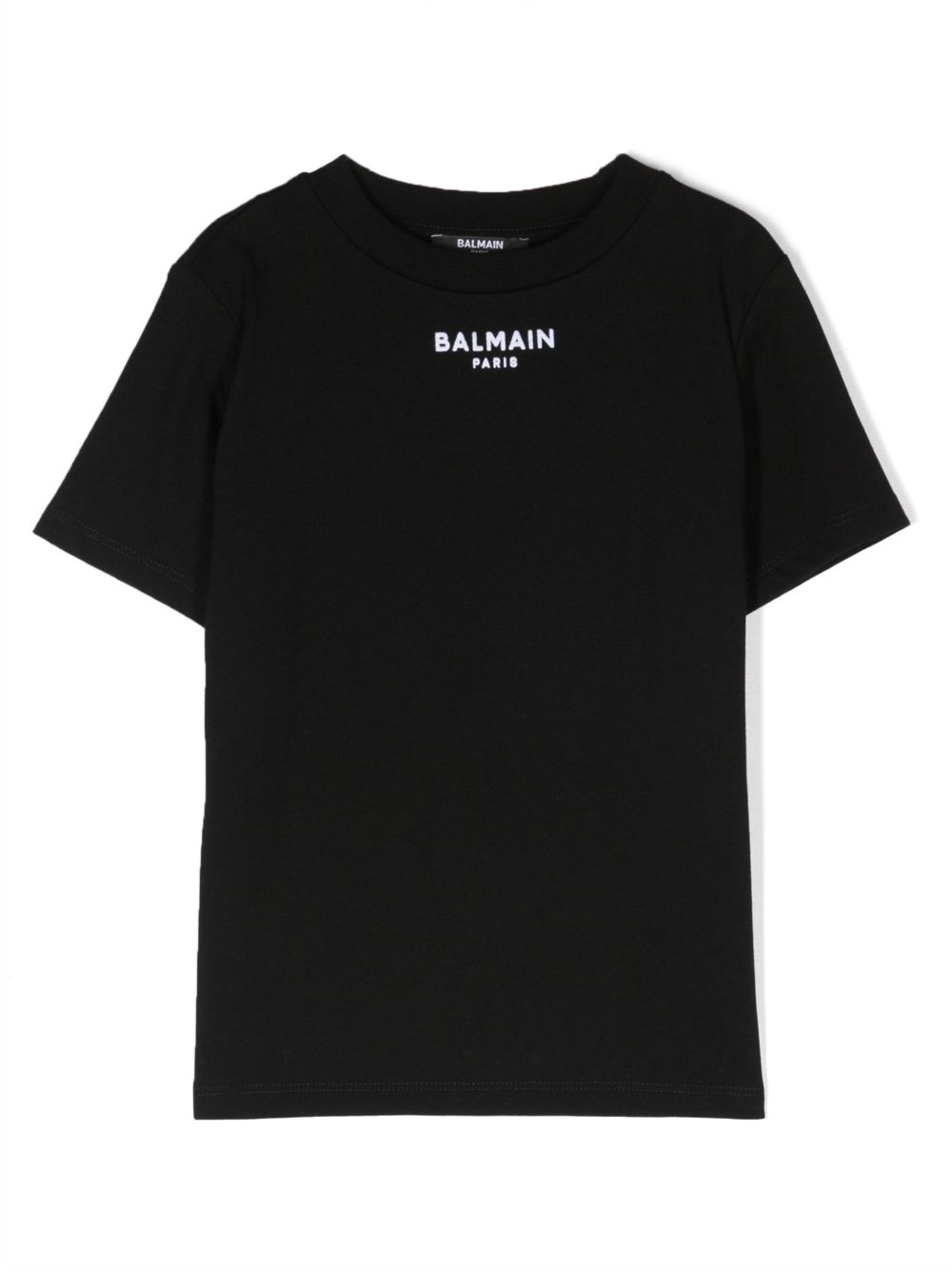 Balmain Kids logo刺绣棉T恤 - 黑色