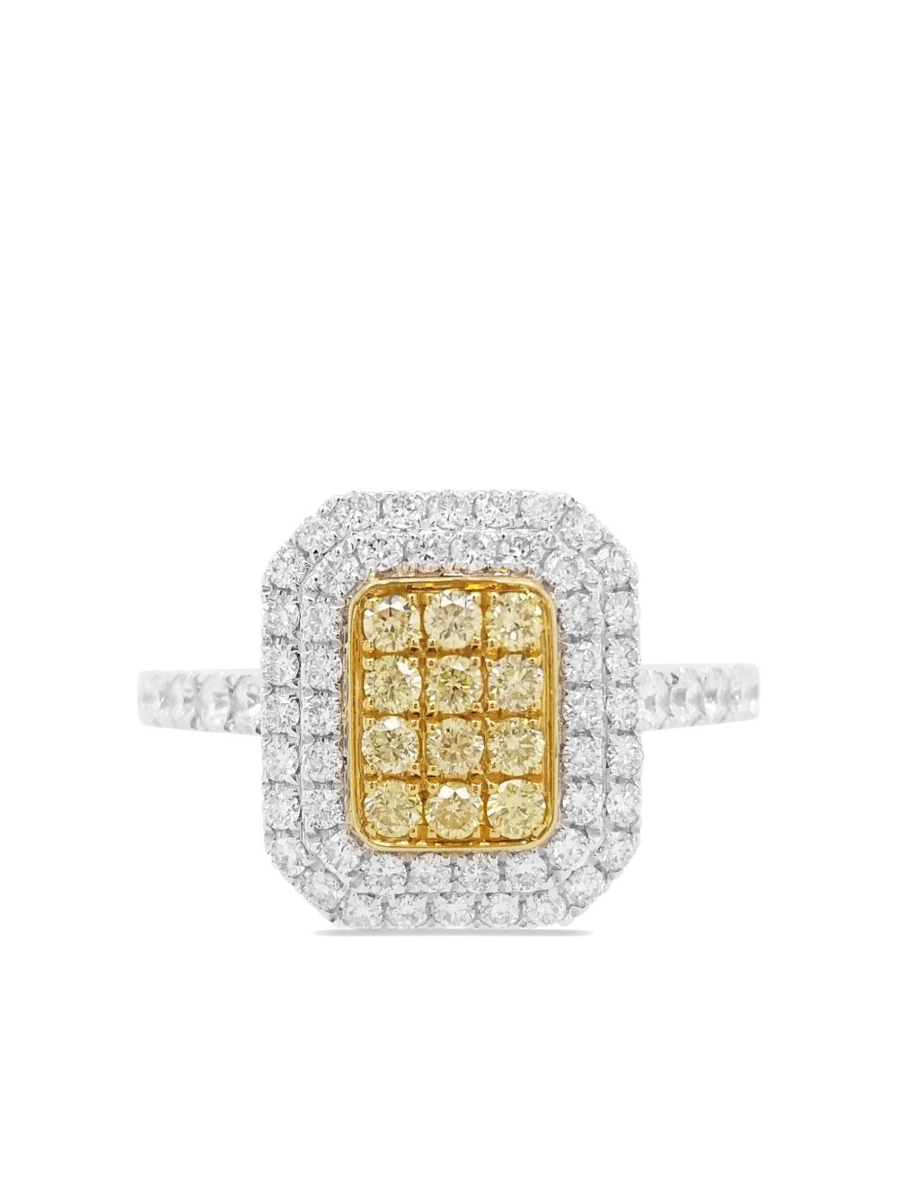 HYT Jewelry 钻石鸡尾酒铂金戒指 - 银色