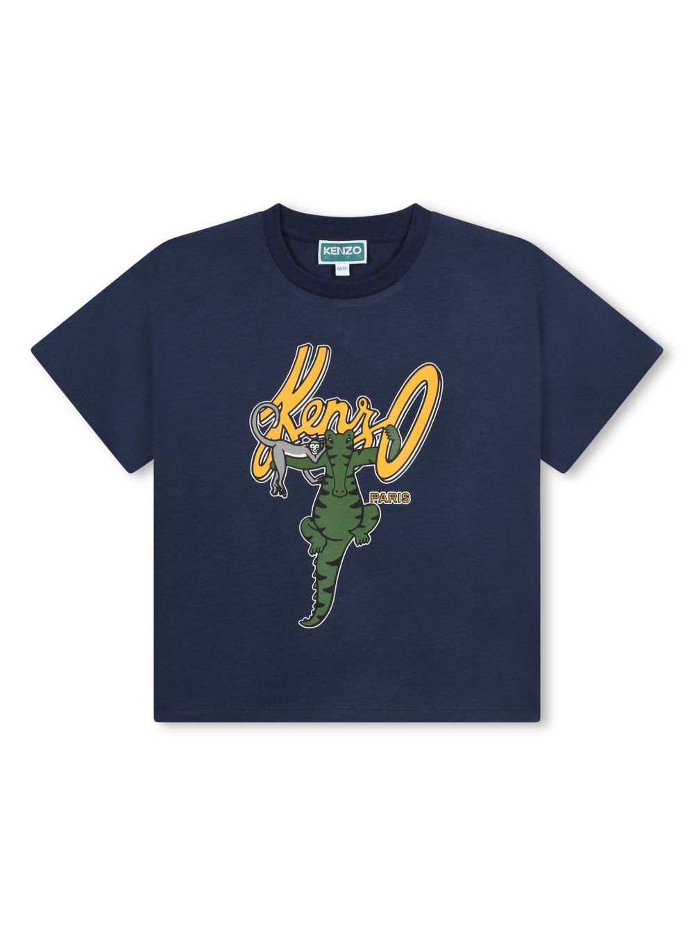 Kenzo Kids logo印花棉T恤 - 蓝色