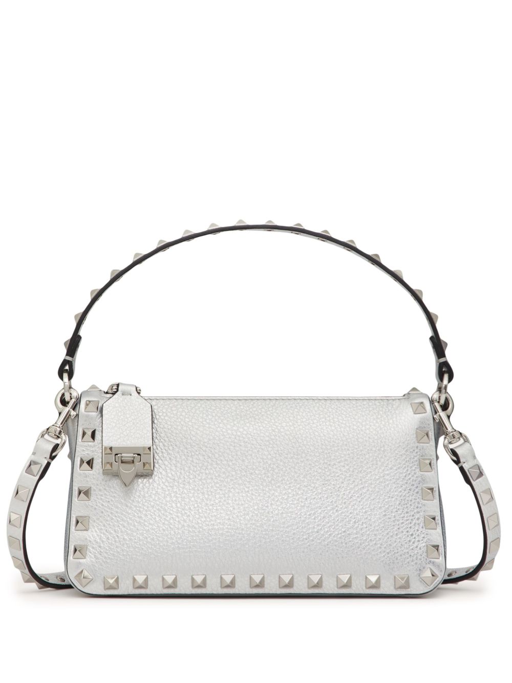 Valentino Garavani Rockstud 金属感小号斜挎包 - 银色