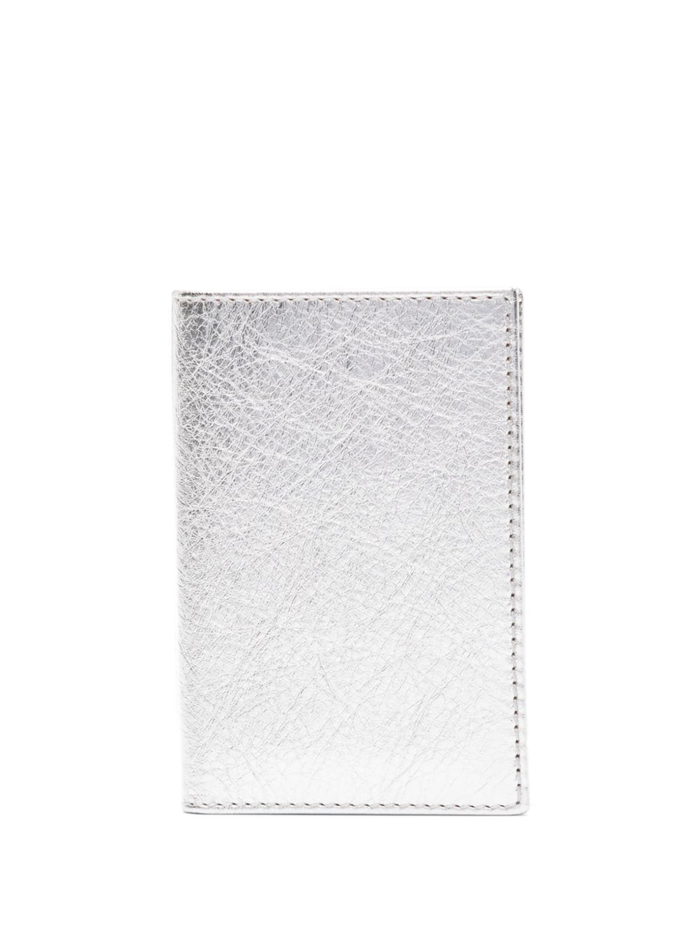 Comme Des Garçons Wallet logo凹面压花金属感钱包 - 银色