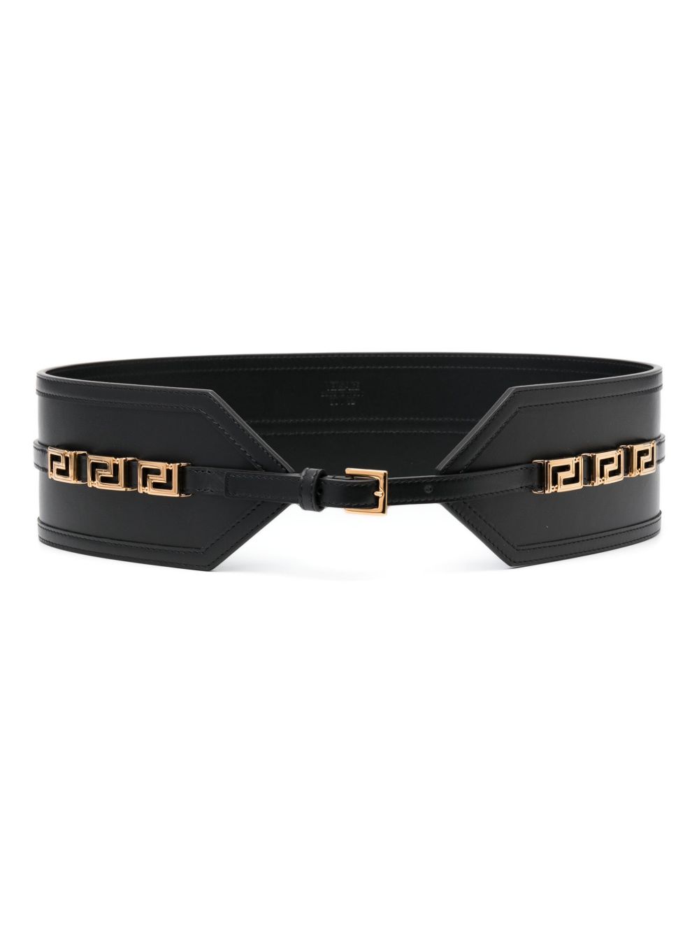 Versace Greca Goddess 皮质腰带 - 黑色