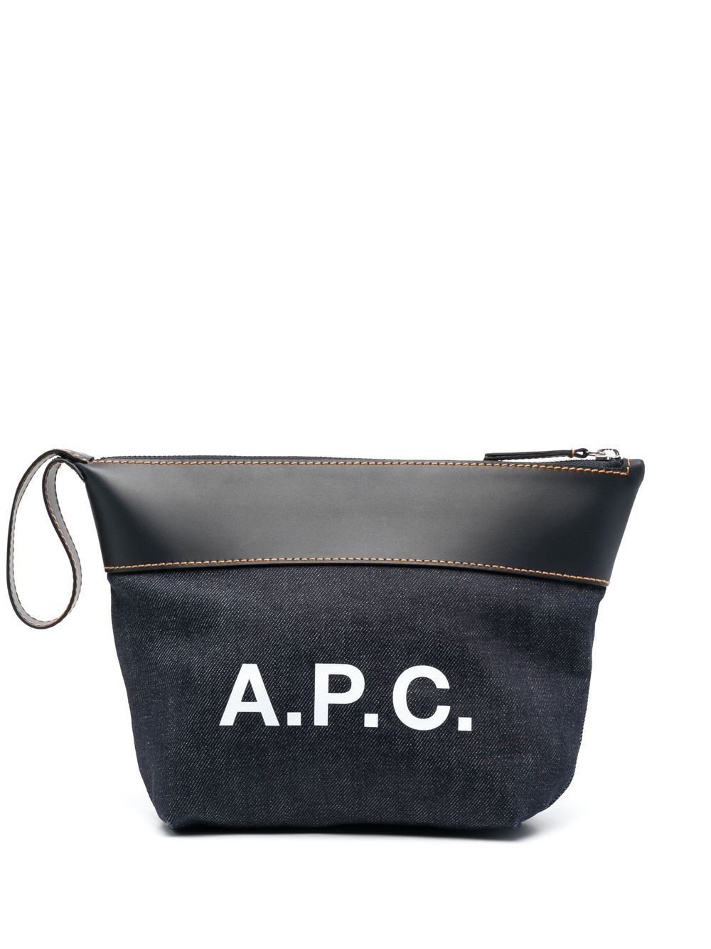 A.P.C. logo印花手拿包 - 蓝色
