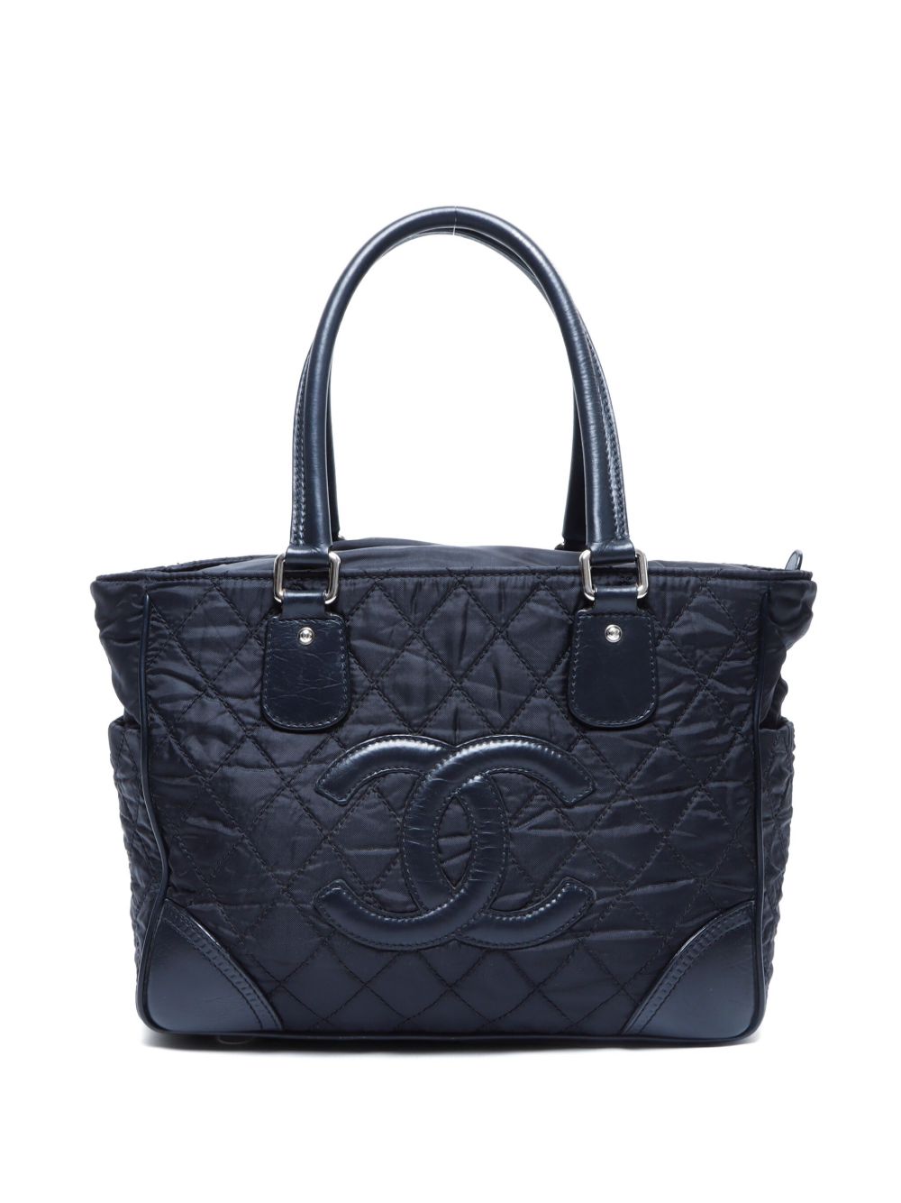 CHANEL Pre-Owned CC 菱纹绗缝手提包（2006-2008年典藏款） - 黑色