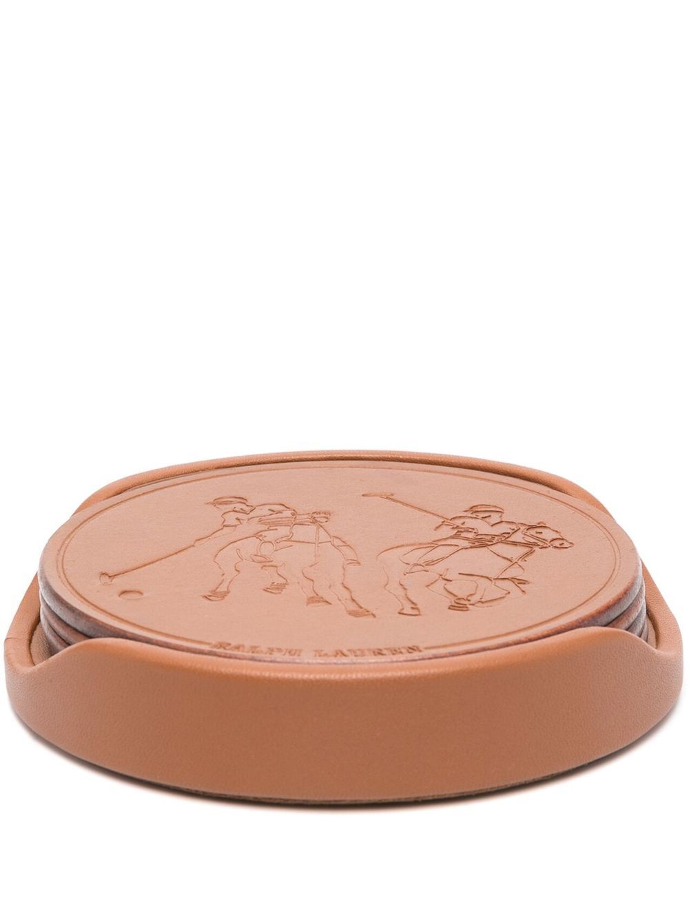 Ralph Lauren Home Garrett 皮质杯垫 - 褐色