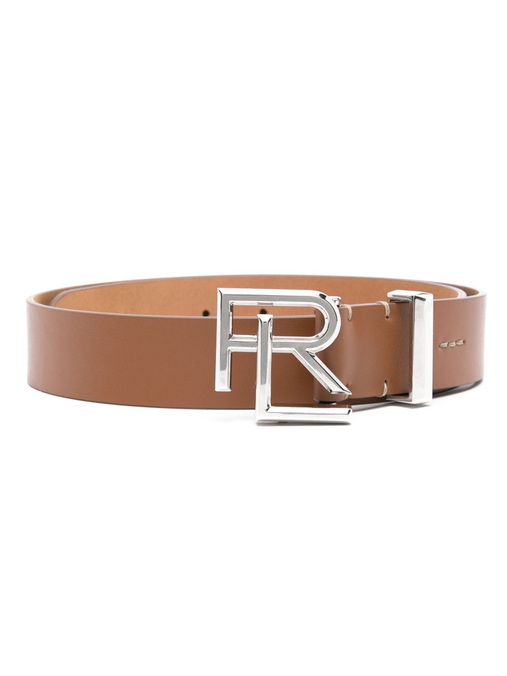 Ralph Lauren Collection logo扣环皮质腰带 - 褐色