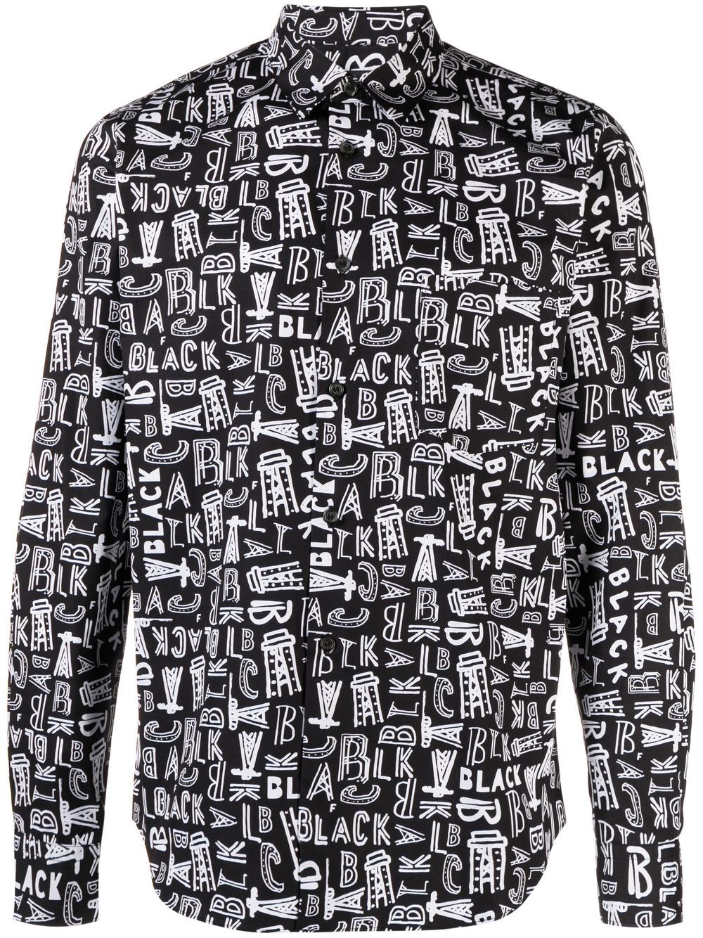 Black Comme Des Garçons logo印花长袖衬衫 - 黑色
