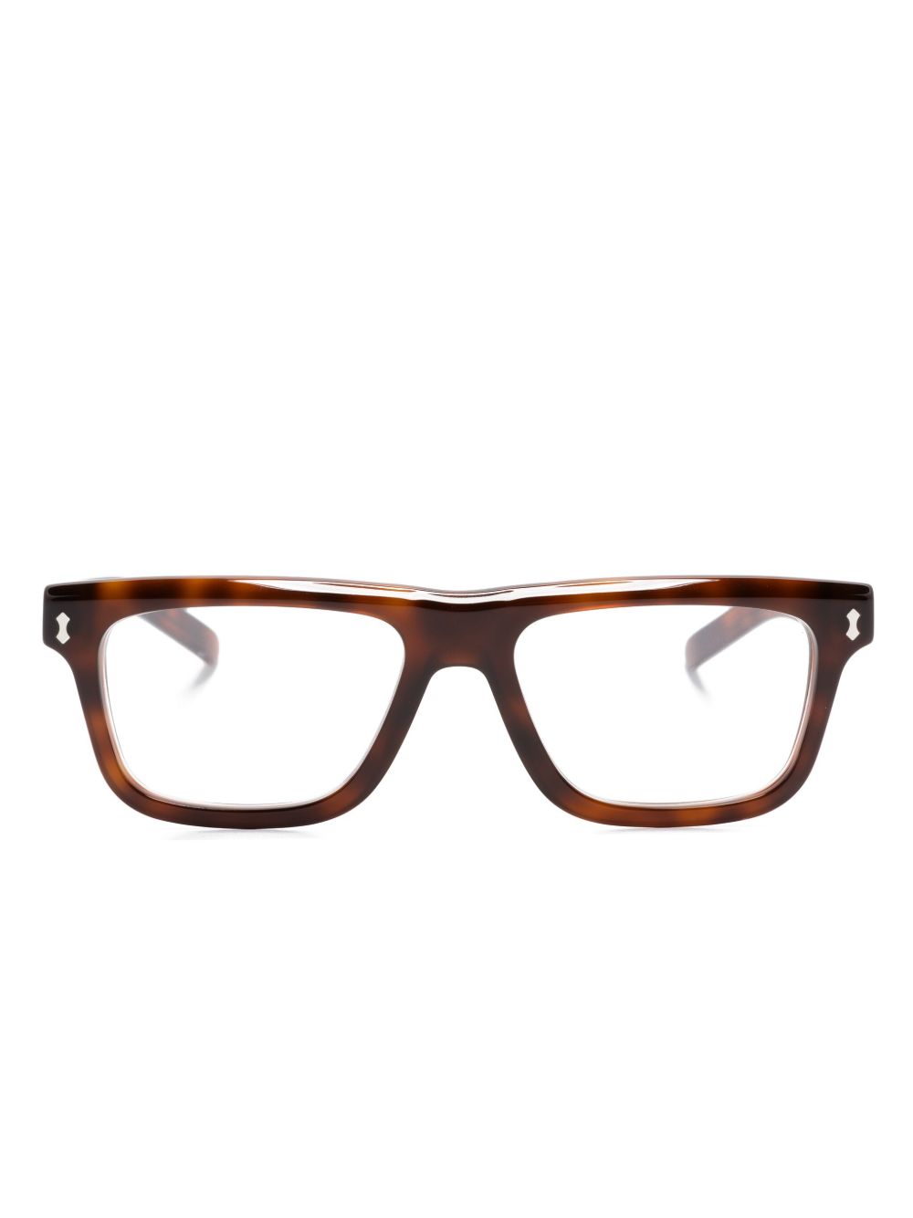 Gucci Eyewear 玳瑁纹长方形框眼镜 - 褐色