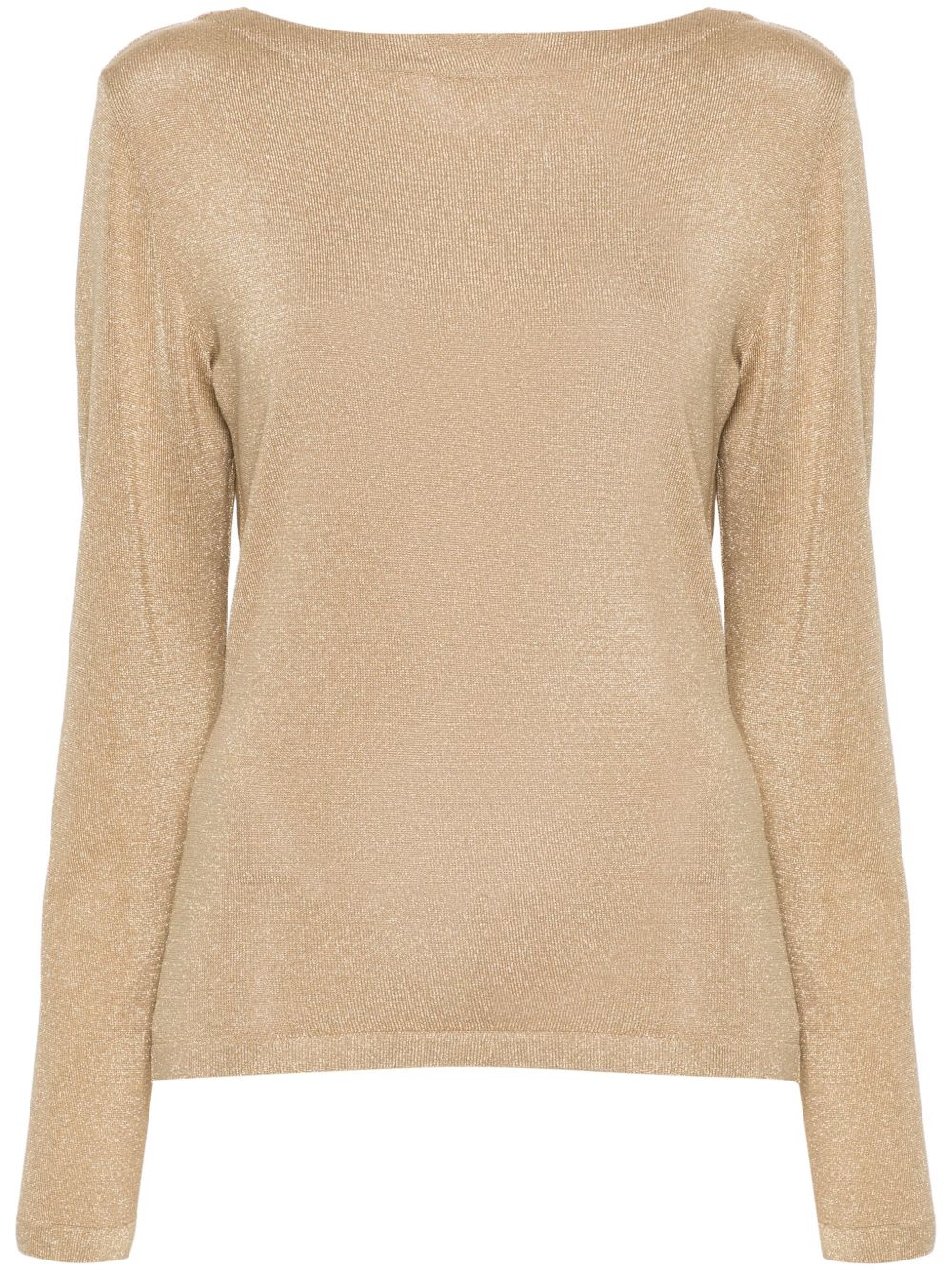 Alberta Ferretti 金属感缝线针织上衣 - 金色