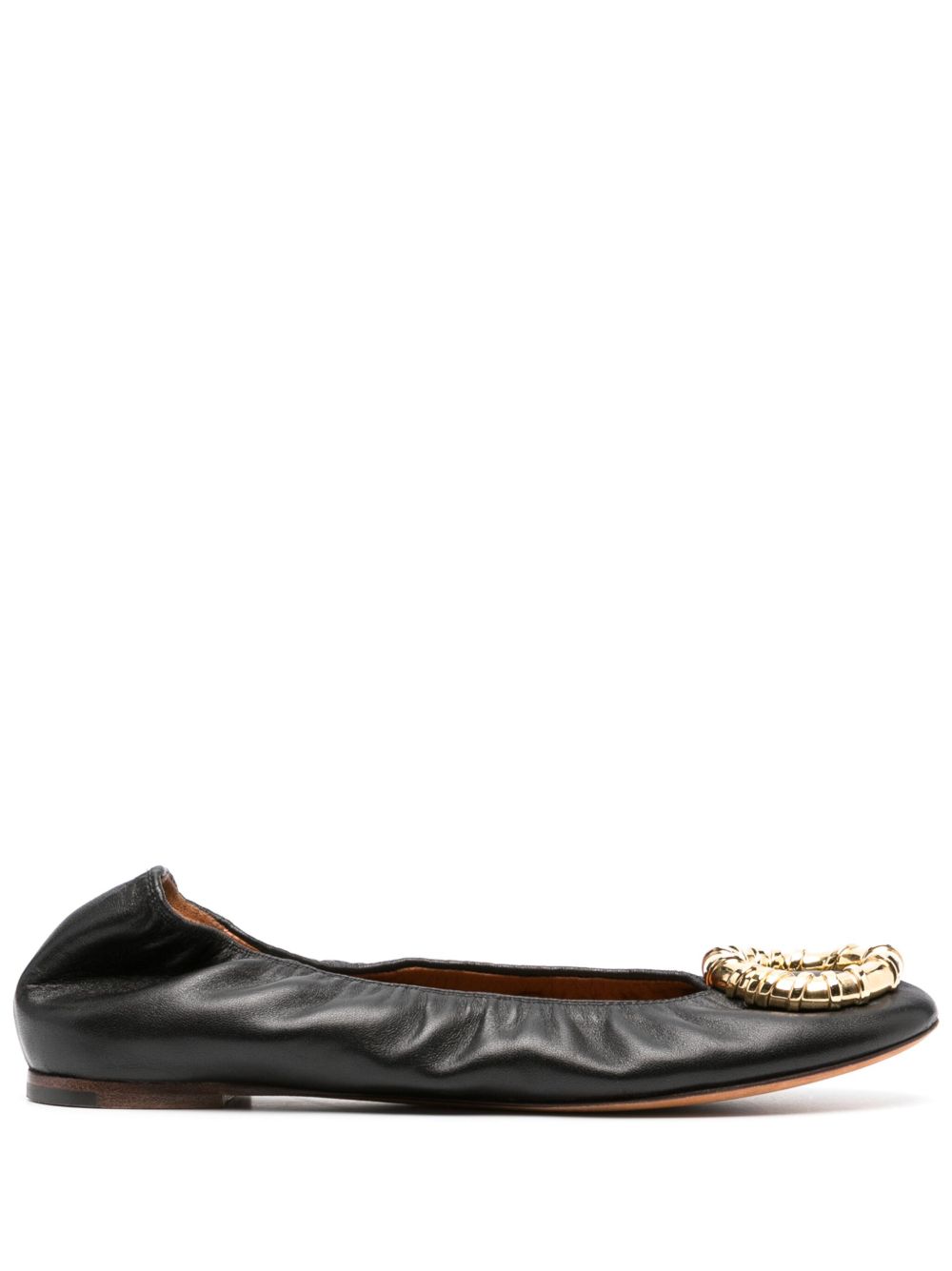 Lanvin 搭扣皮质芭蕾平底鞋 - 黑色