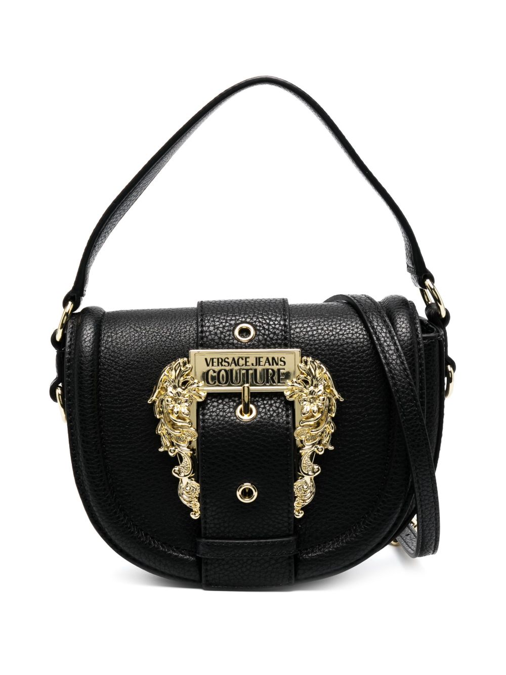 Versace Jeans Couture logo扣环人造皮革手提包 - 黑色