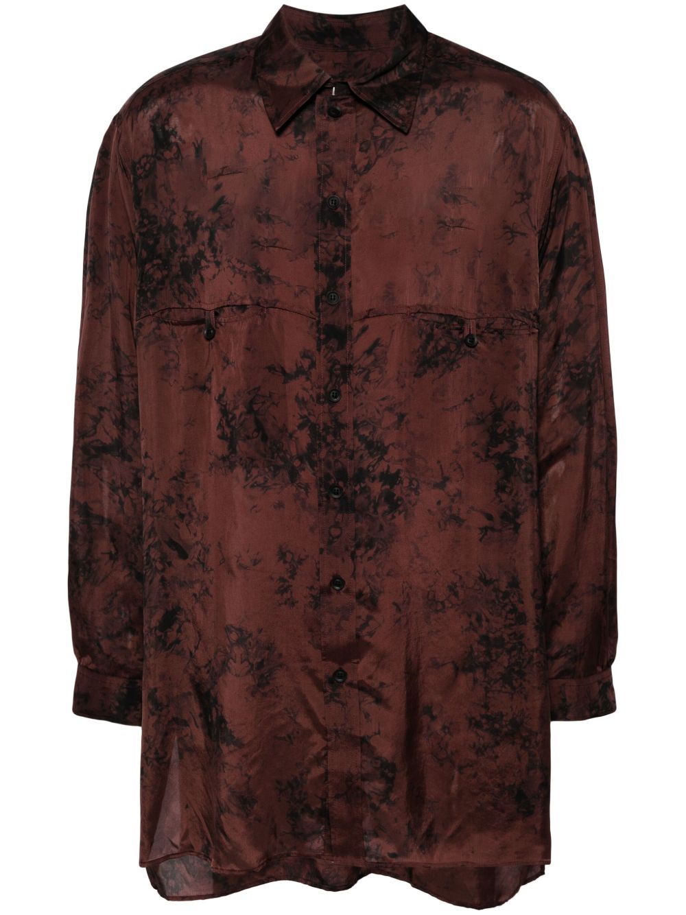 Yohji Yamamoto 抽象印花衬衫 - 红色
