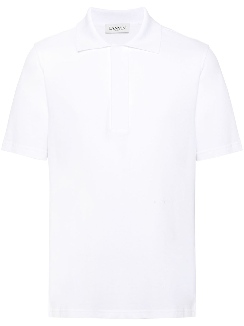Lanvin logo刺绣珠地布polo衫 - 白色