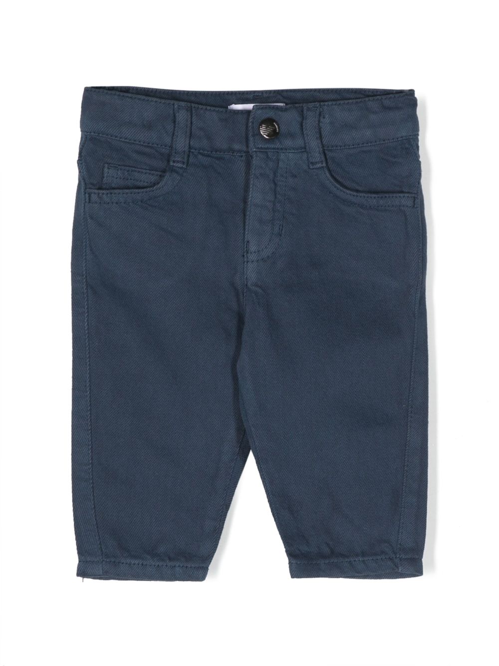 Emporio Armani Kids logo标牌斜纹布卡其裤 - 蓝色