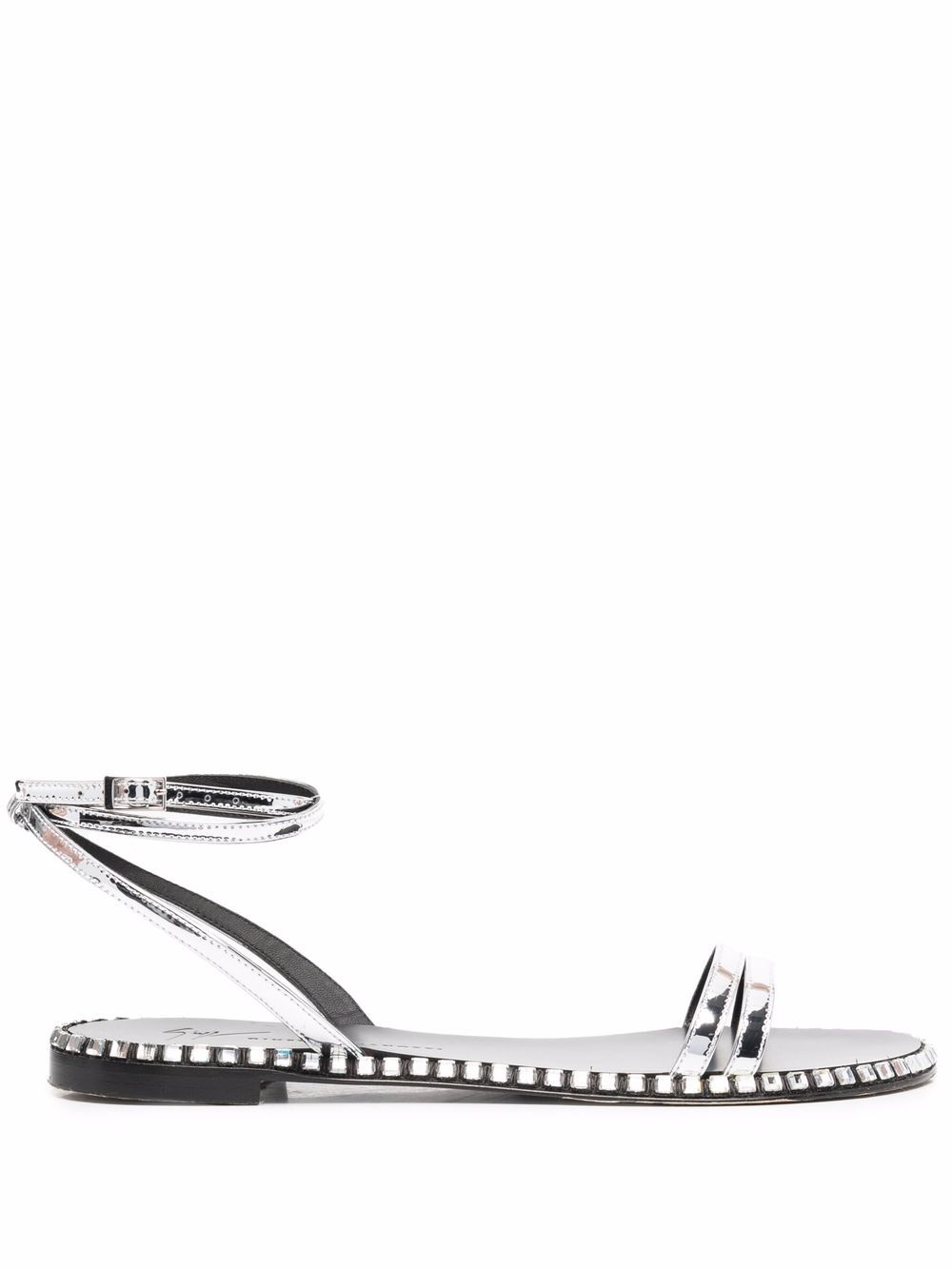 Giuseppe Zanotti 水钻缀饰平底凉鞋 - 银色