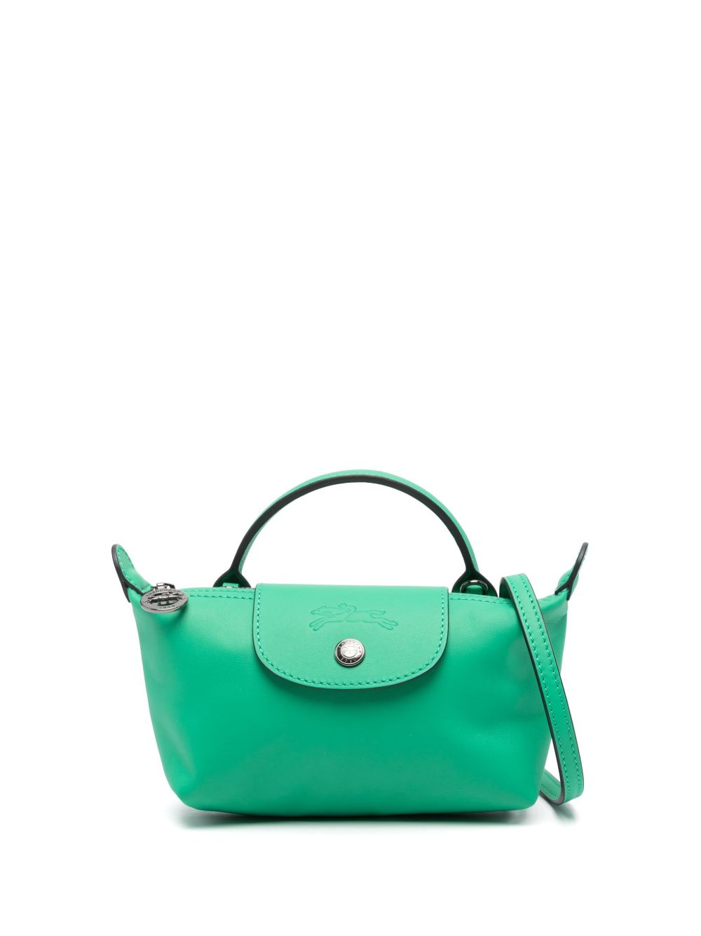 Longchamp 凹面压花logo皮质迷你包 - 绿色