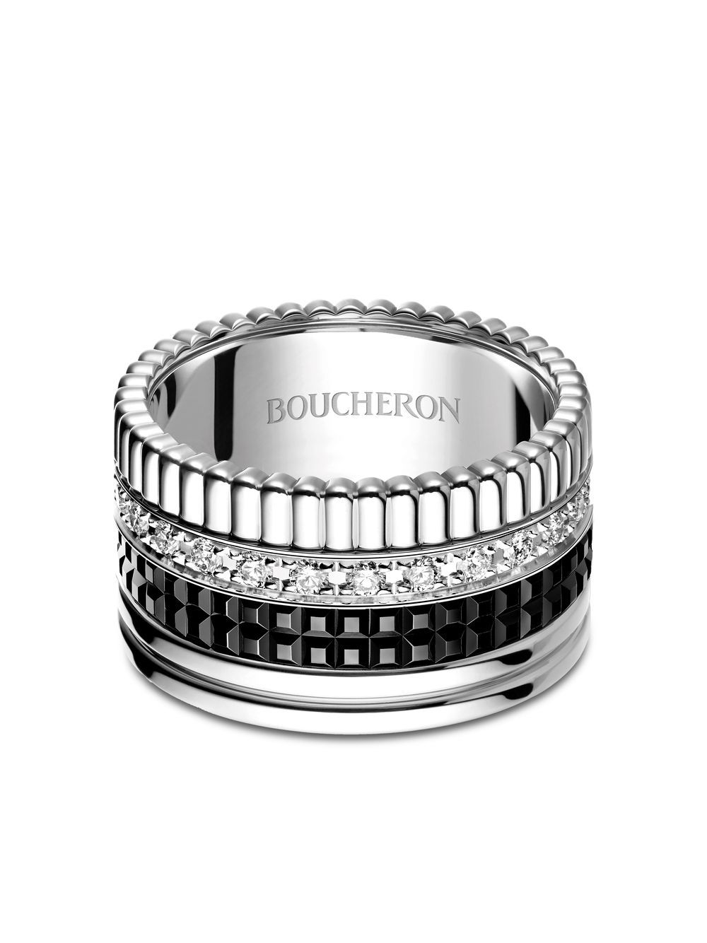 Boucheron Quatre大号18k白金钻石戒指 - 银色
