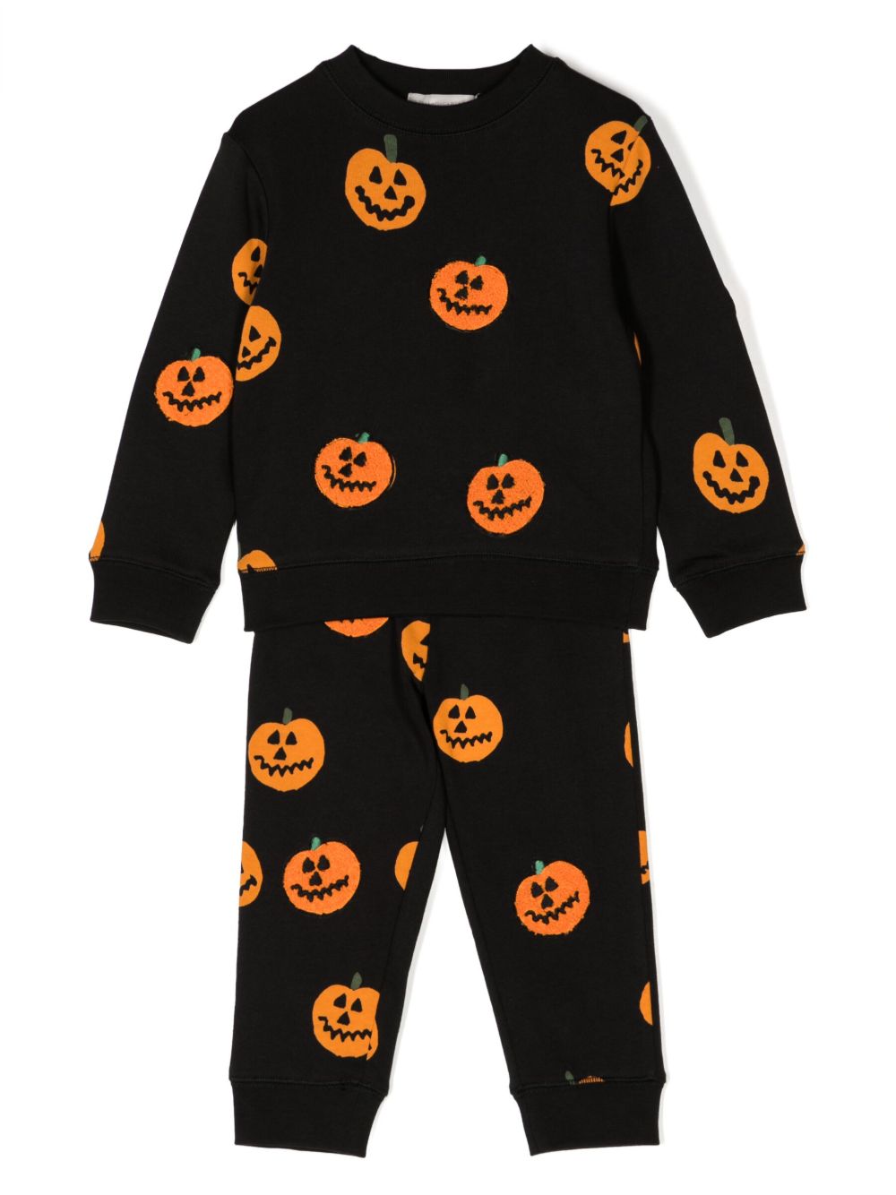 Stella McCartney Kids Pumpkin 棉平纹针织运动套装 - 黑色