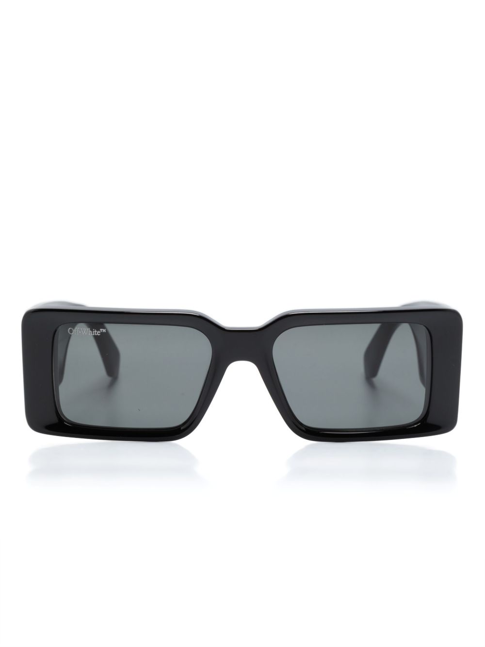 Off-White Eyewear logo雕刻长方形镜框太阳眼镜 - 黑色