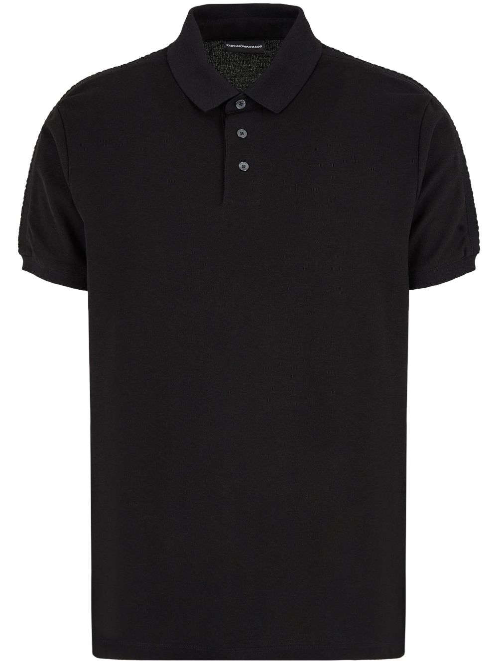 Emporio Armani logo织带polo衫 - 黑色